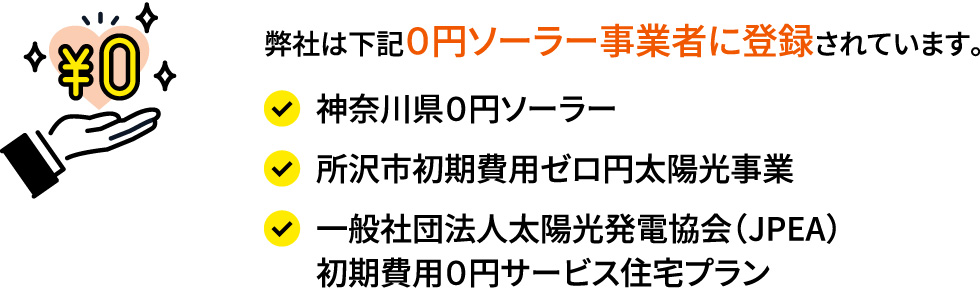 弊社は下記の０円ソーラー事業者に登録されています。